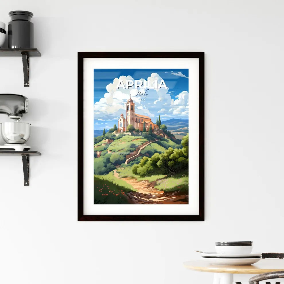 Aprilia, Italy, A Poster of a building on a hill Default Title