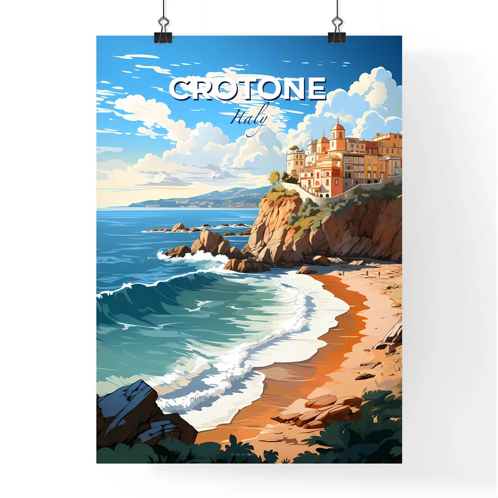 Crotone, Italy, A Poster of a beach with a building on top of it Default Title