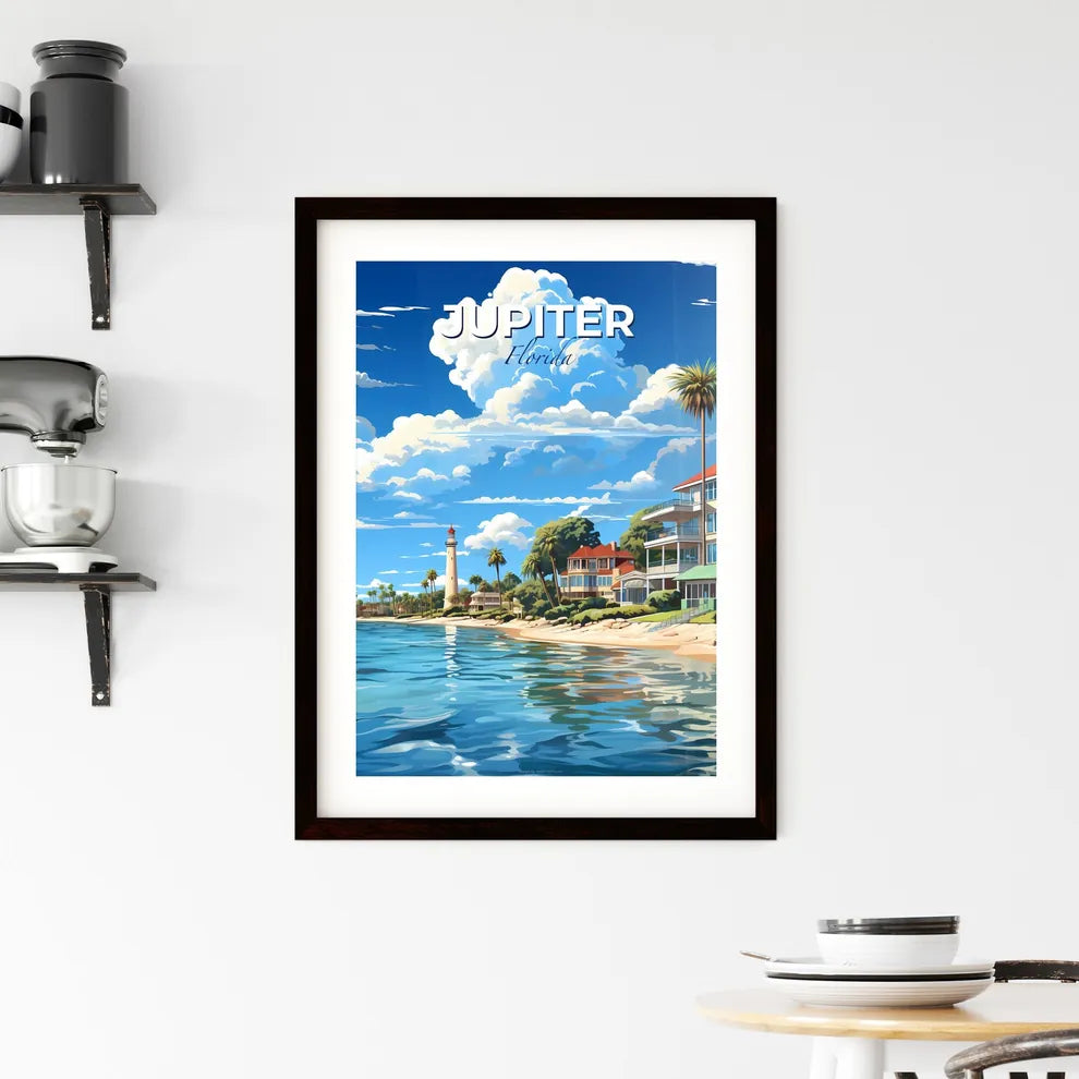 Jupiter, Florida, A Poster of a beach with houses and palm trees Default Title