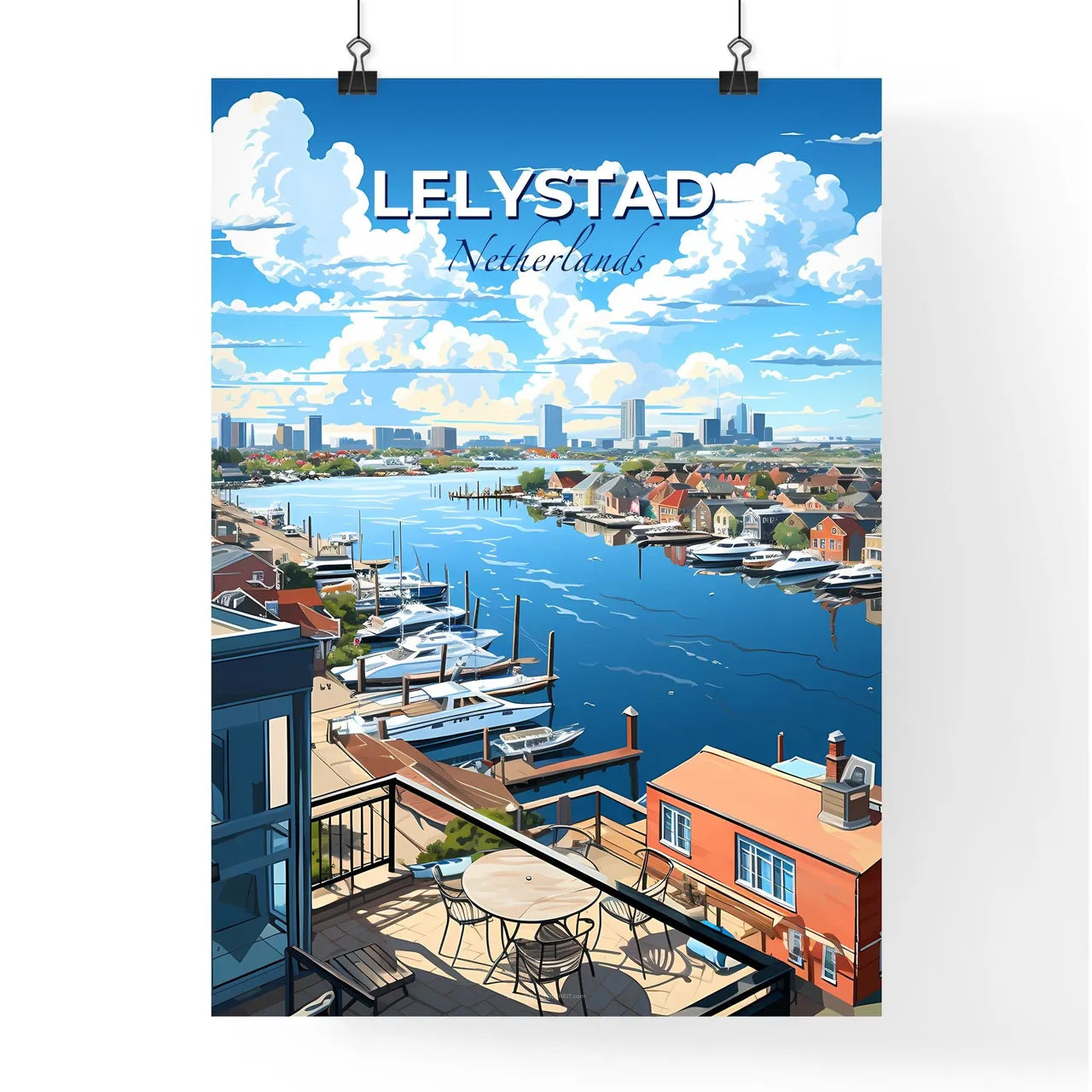 Lelystad, Netherlands, A Poster of a view of a city from a balcony Default Title