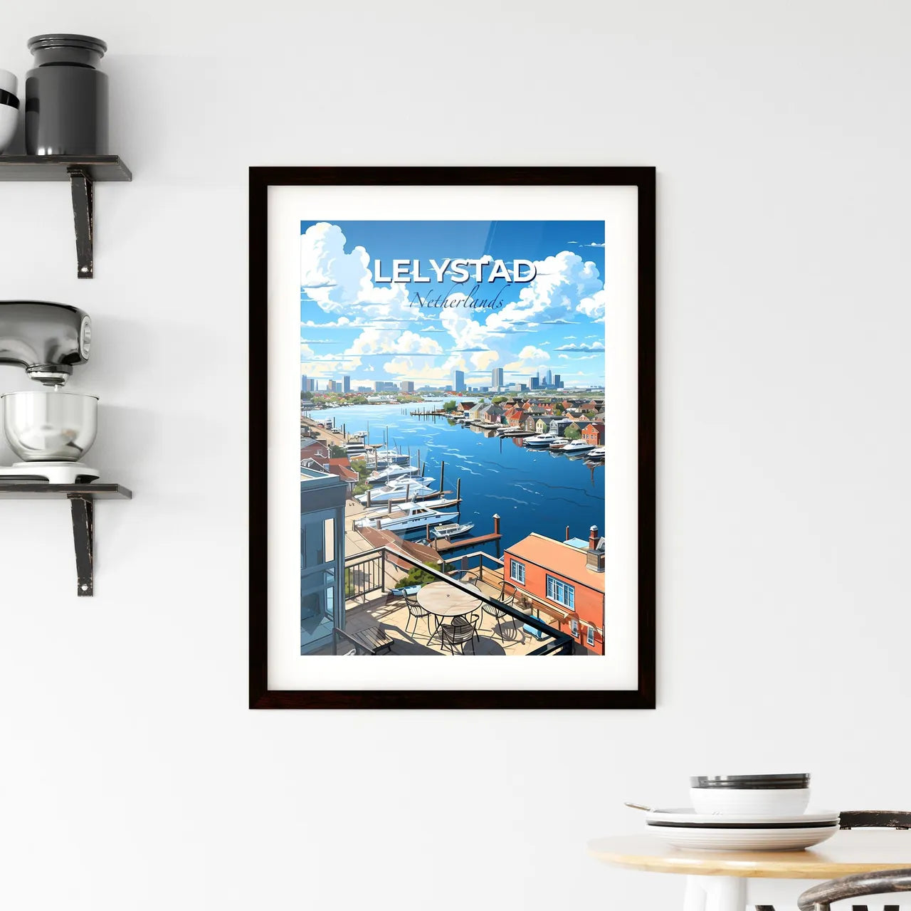 Lelystad, Netherlands, A Poster of a view of a city from a balcony Default Title