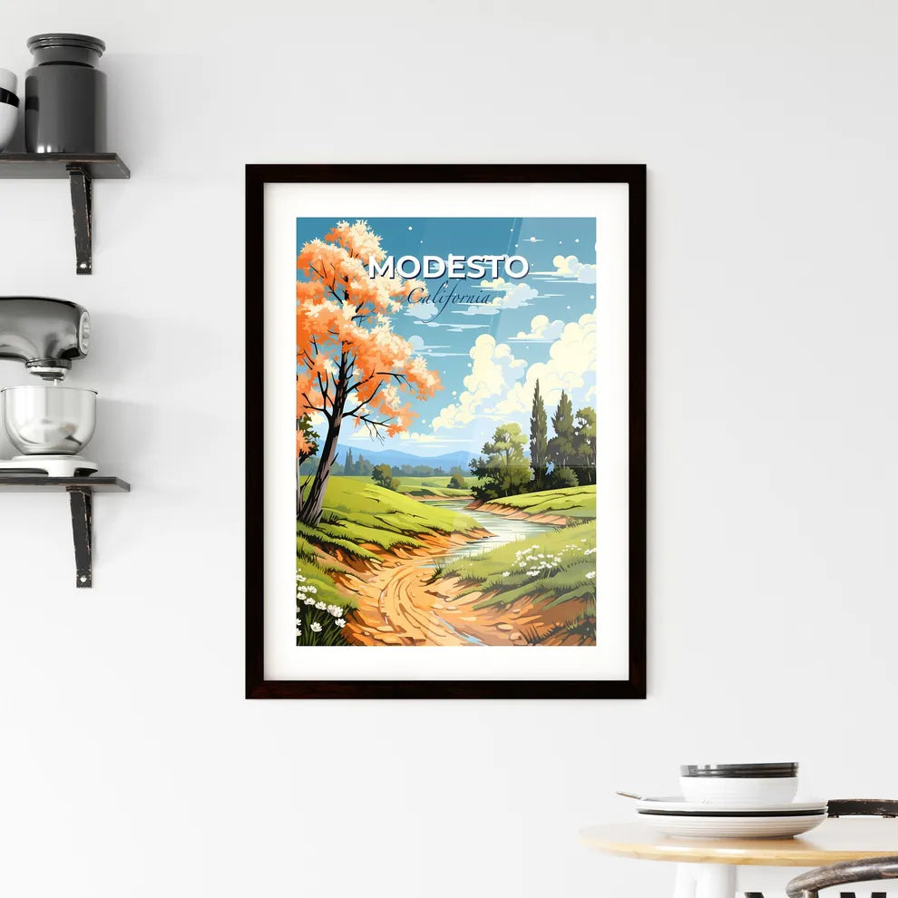 Modesto, California, A Poster of a river running through a grassy field Default Title