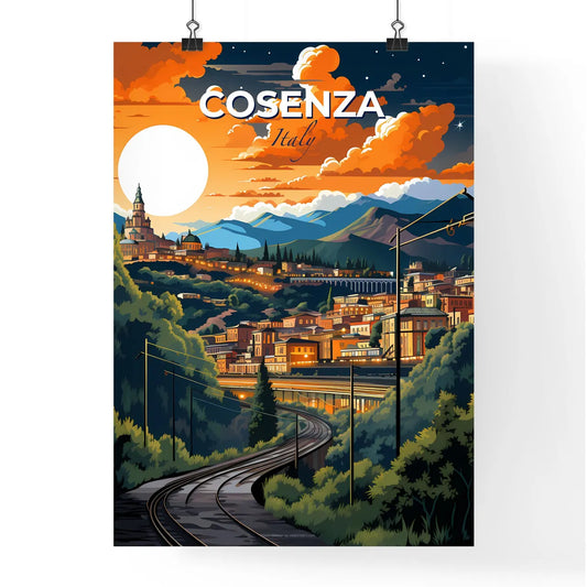 Cosenza, Italy, A Poster of a train tracks leading to a city Default Title