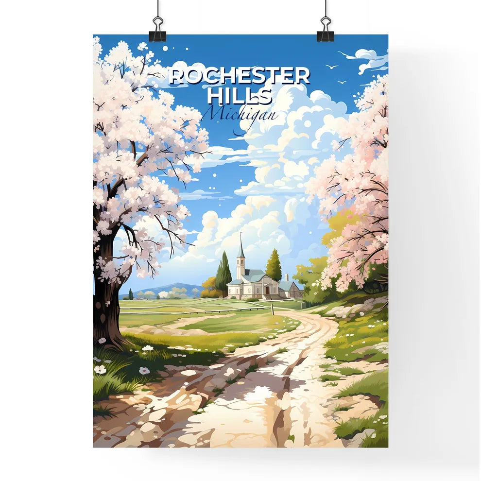 Rochester Hills, Michigan, A Poster of a dirt road leading to a church Default Title