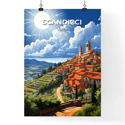 Scandicci, Italy, A Poster of a landscape with a town and trees Default Title