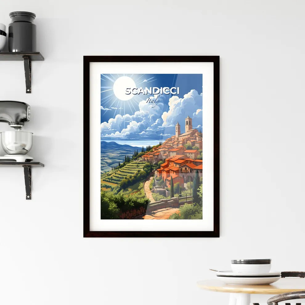 Scandicci, Italy, A Poster of a landscape with a town and trees Default Title