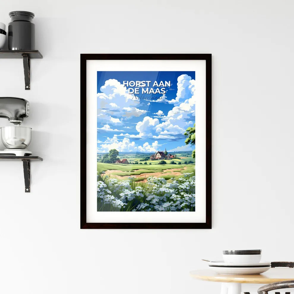 Horst Aan De Maas, Netherlands, A Poster of a landscape with a field of flowers and a house Default Title