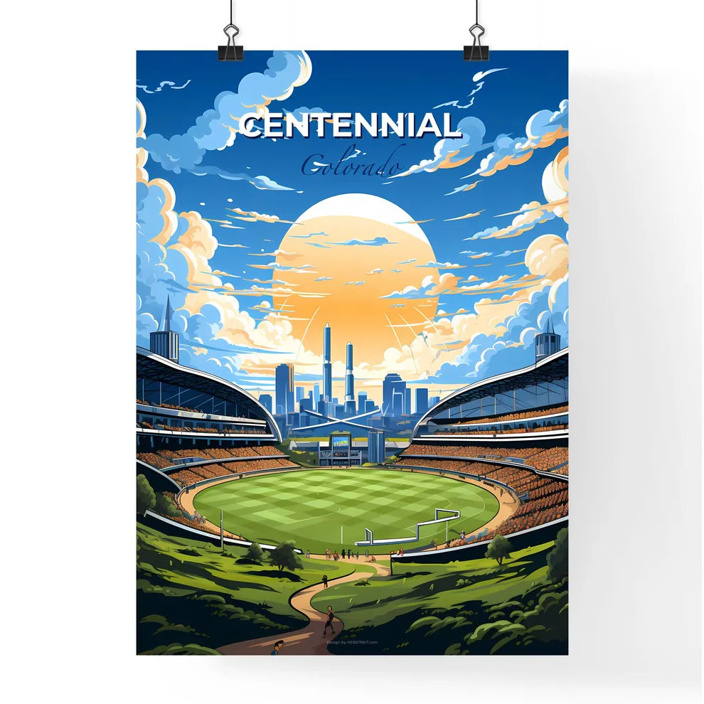 Centennial, Colorado, A Poster of a stadium with a large green field and a large sun Default Title