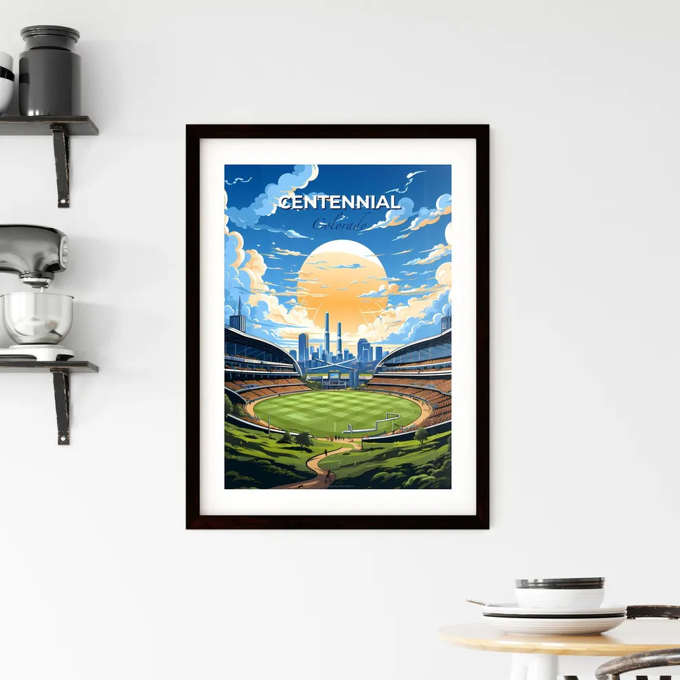 Centennial, Colorado, A Poster of a stadium with a large green field and a large sun Default Title