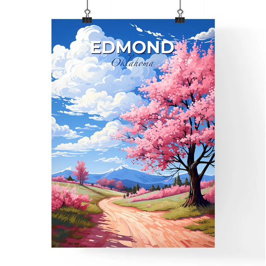 Edmond, Oklahoma, A Poster of a pink tree with pink flowers on a dirt road Default Title
