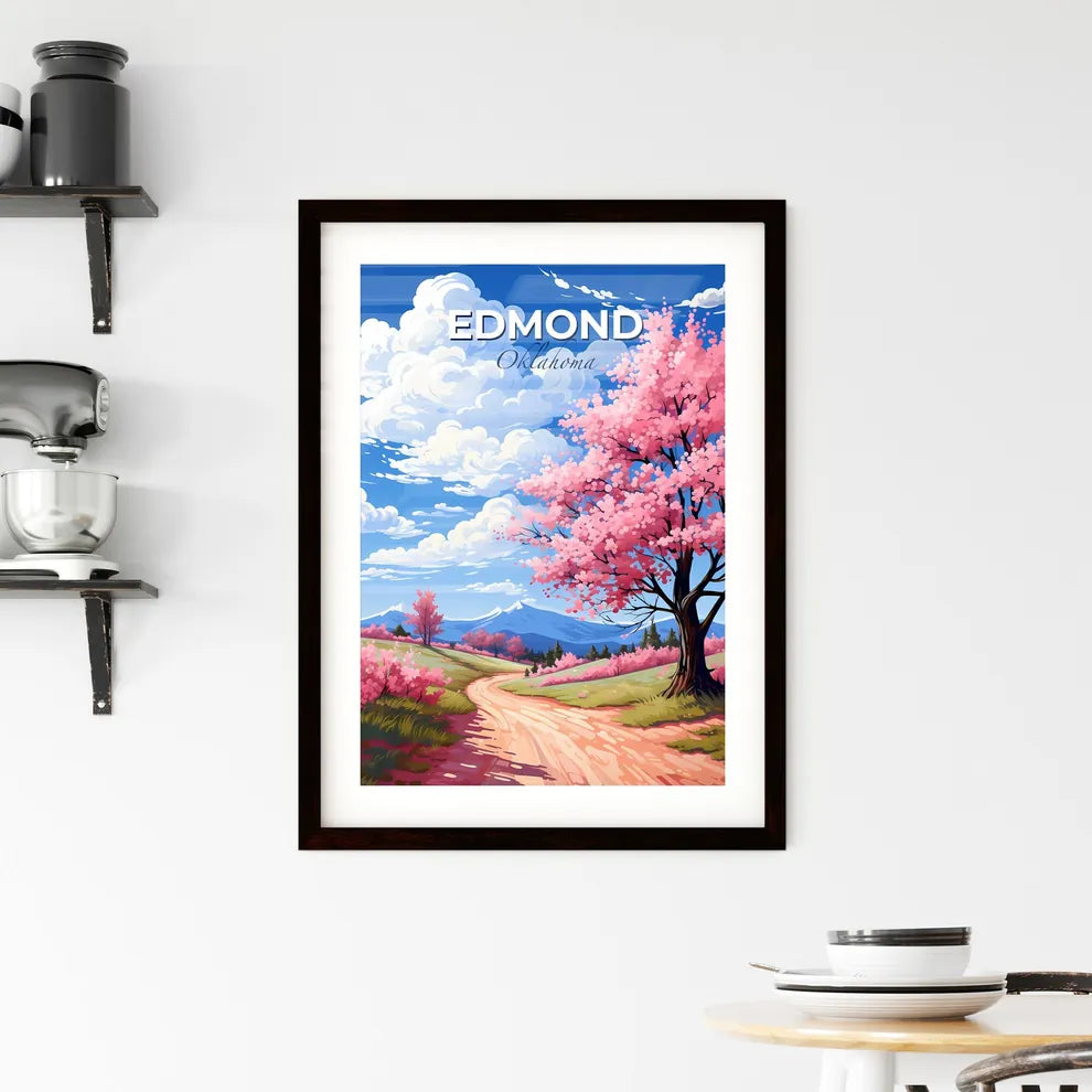 Edmond, Oklahoma, A Poster of a pink tree with pink flowers on a dirt road Default Title