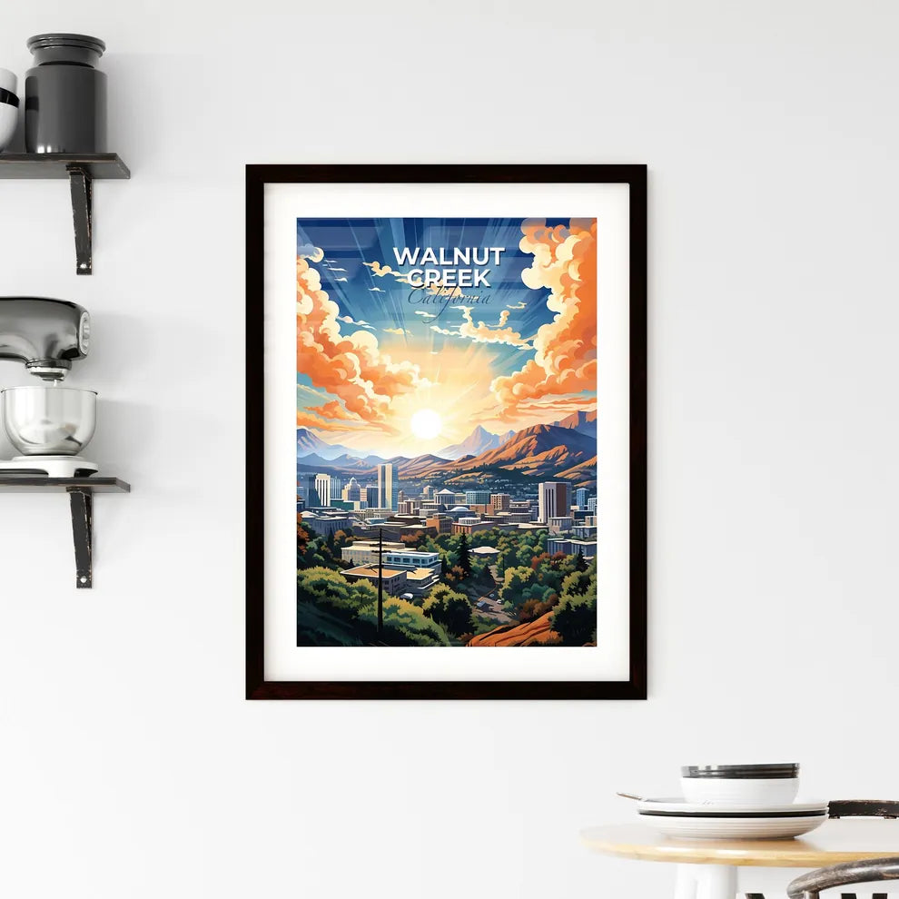 Walnut Creek, California, A Poster of a cityscape with mountains and trees Default Title