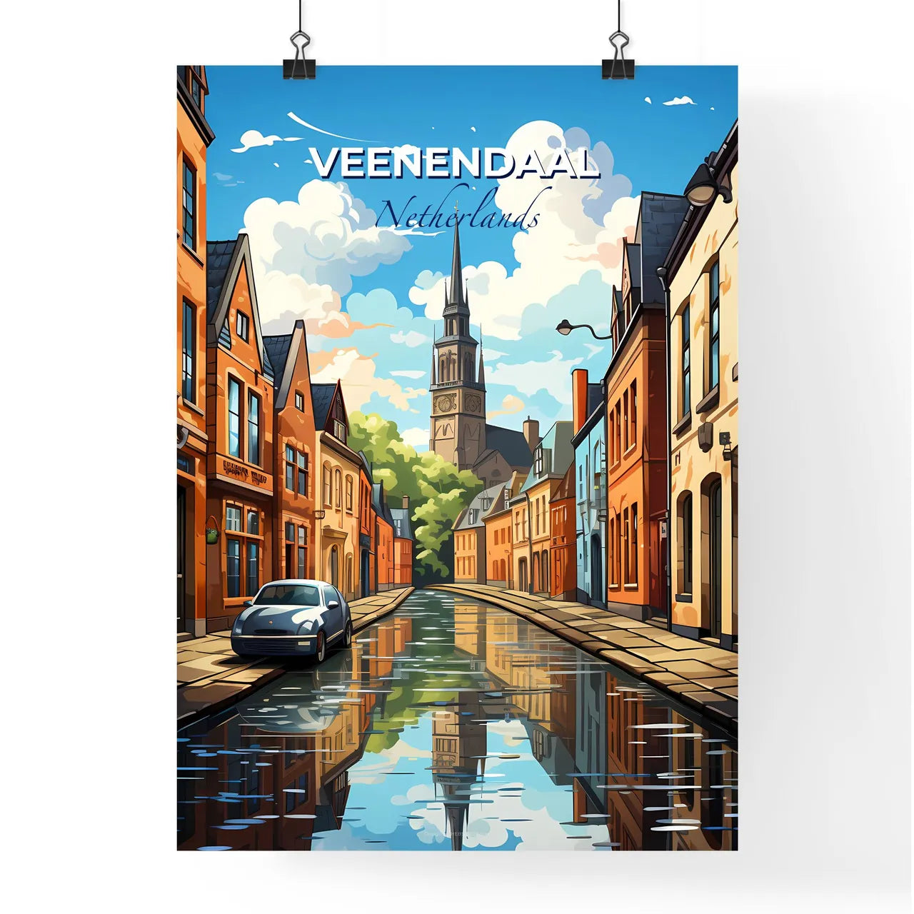 Veenendaal, Netherlands, A Poster of a water canal in a city Default Title