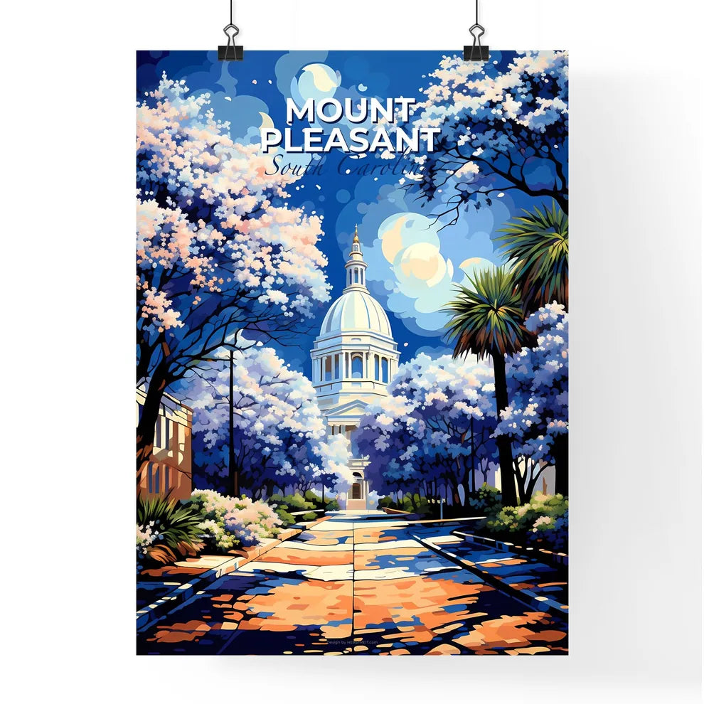 Mount Pleasant, South Carolina, A Poster of a street with trees and a dome on top of a building Default Title