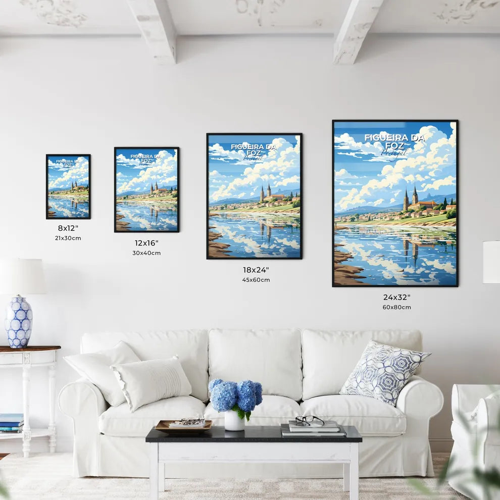 Figueira Da Foz, Portugal, A Poster of a river with a town and buildings Default Title