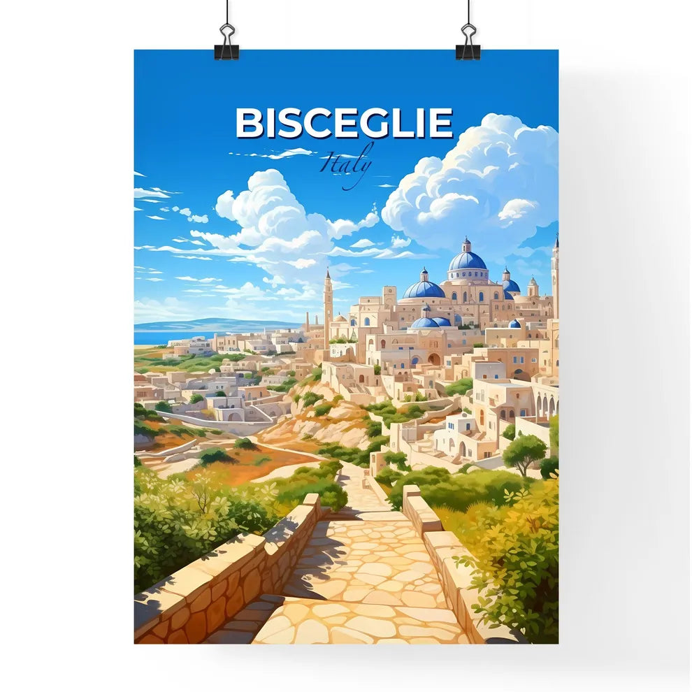 Bisceglie, Italy, A Poster of a city with a blue domed roof Default Title