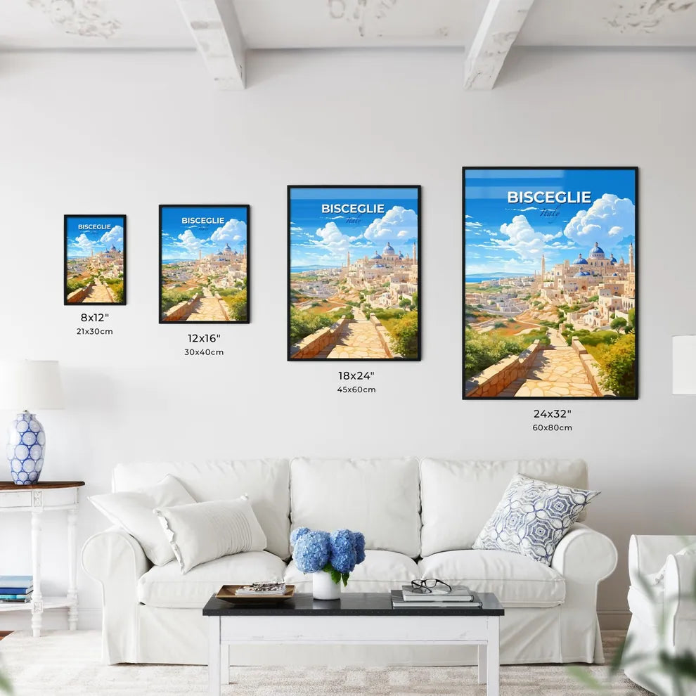 Bisceglie, Italy, A Poster of a city with a blue domed roof Default Title