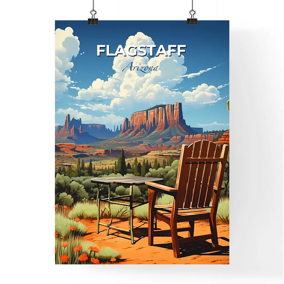 Flagstaff, Arizona, A Poster of a chair and table in a desert Default Title