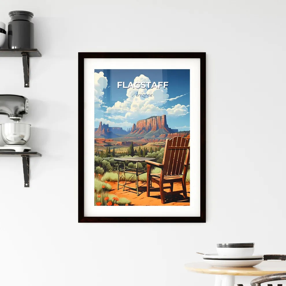 Flagstaff, Arizona, A Poster of a chair and table in a desert Default Title
