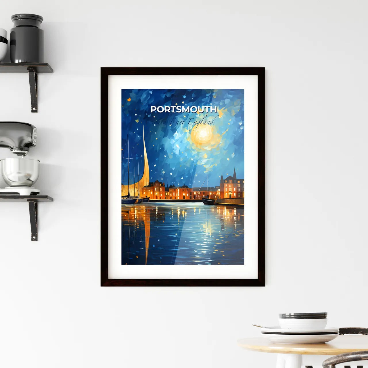 Portsmouth, South East England, A Poster of a painting of a city at night Default Title