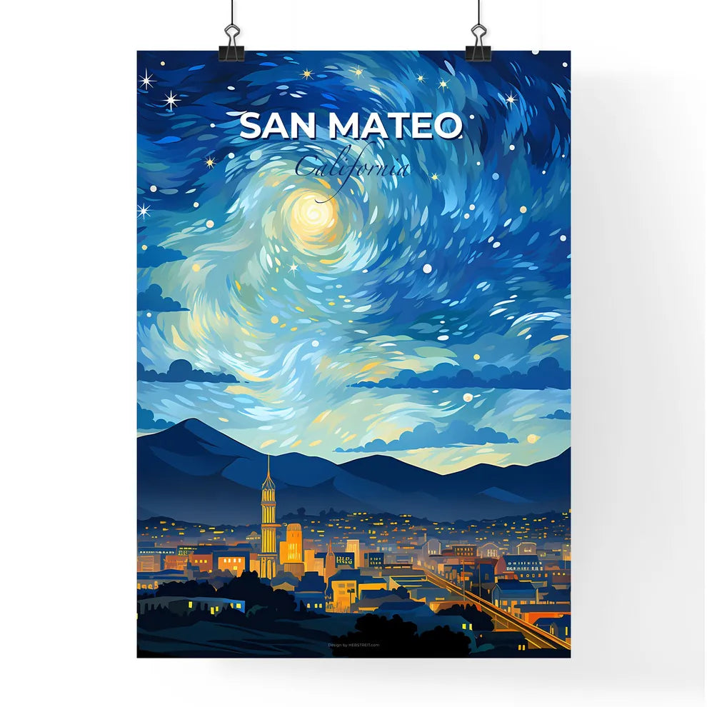 San Mateo, California, A Poster of a night sky over a city Default Title