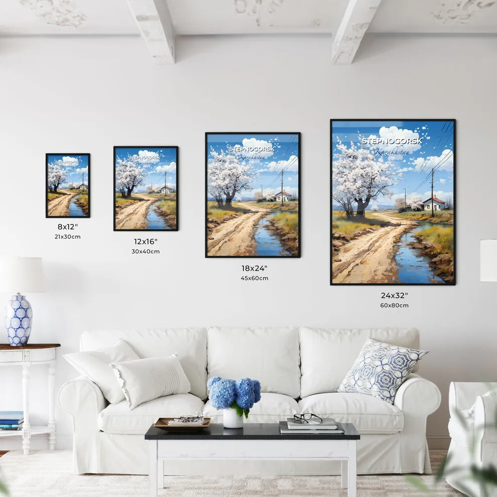 Stepnogorsk, Kazakhstan, A Poster of a dirt road with a tree and a house in the background Default Title
