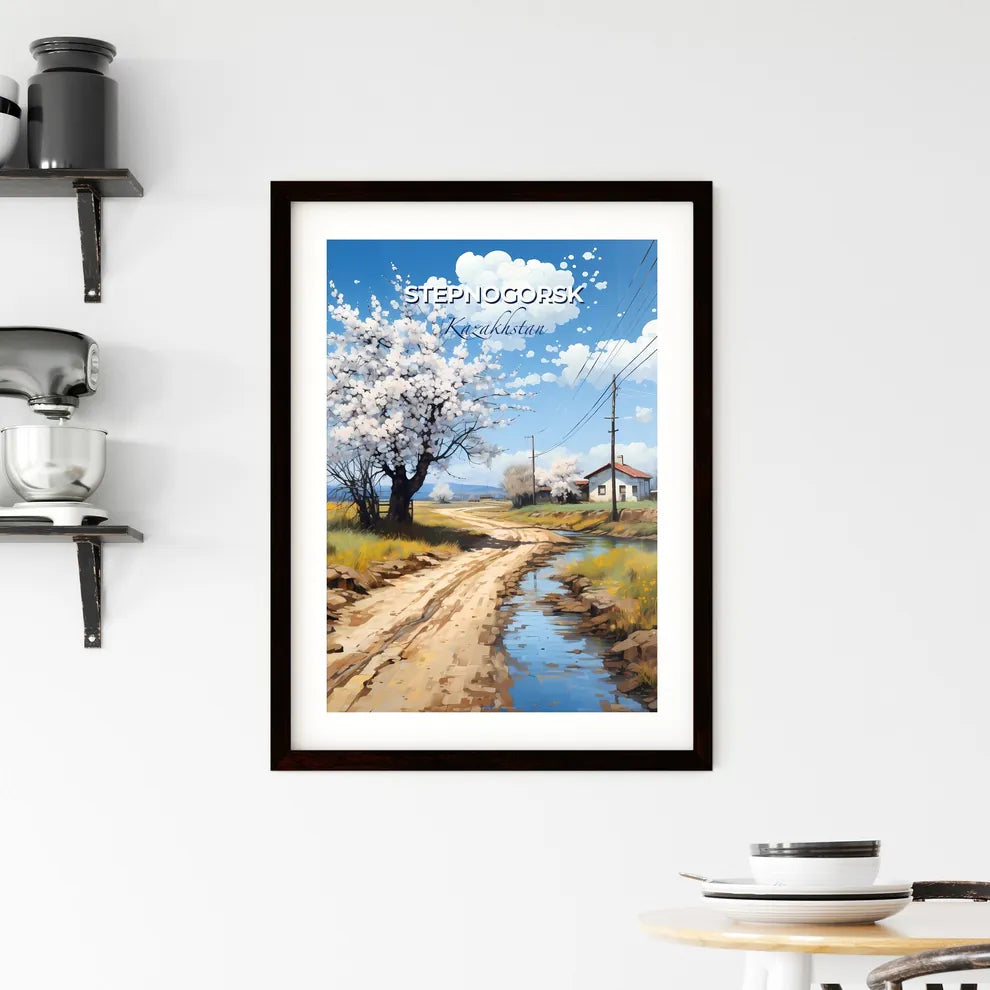 Stepnogorsk, Kazakhstan, A Poster of a dirt road with a tree and a house in the background Default Title