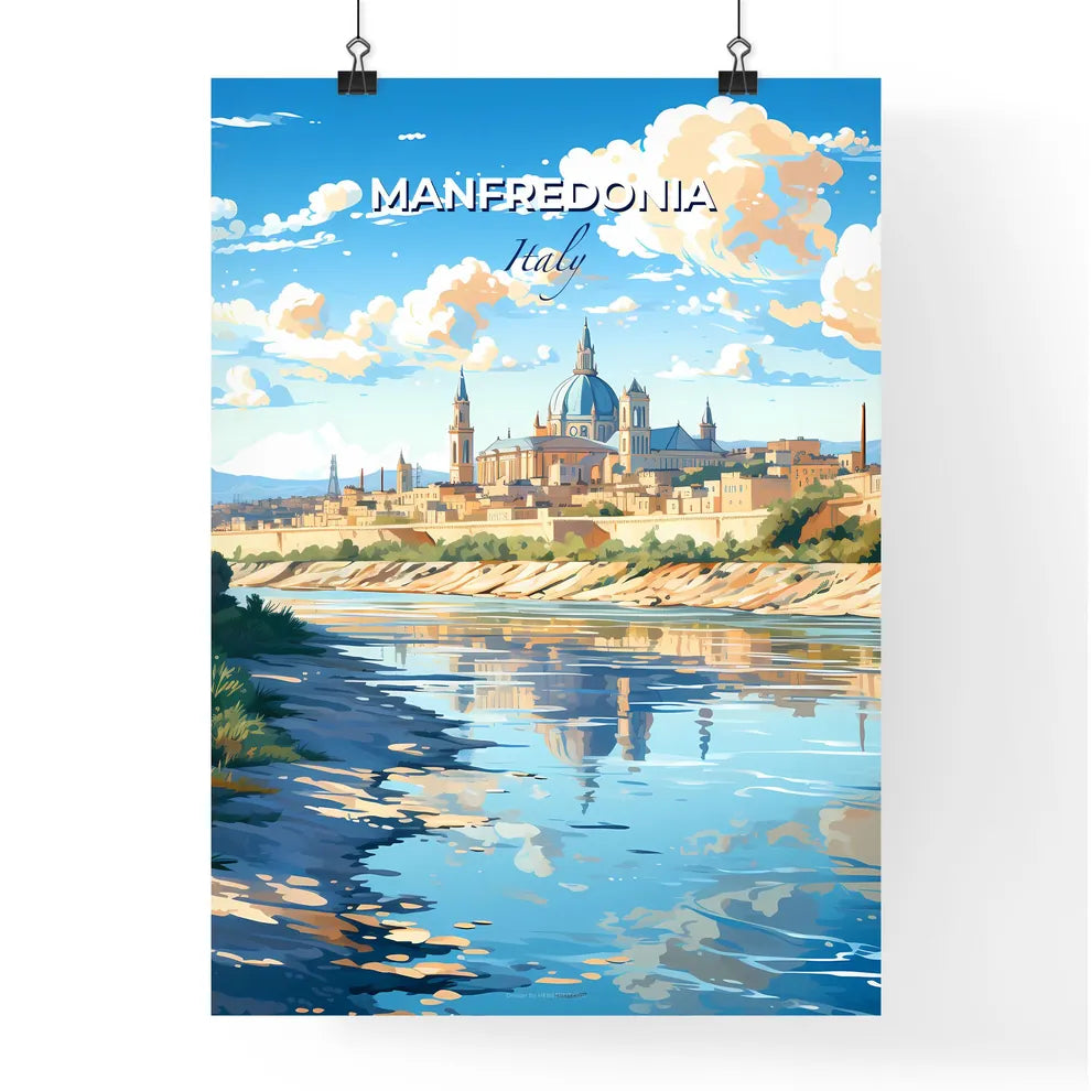 Manfredonia, Italy, A Poster of a river with a city in the background Default Title