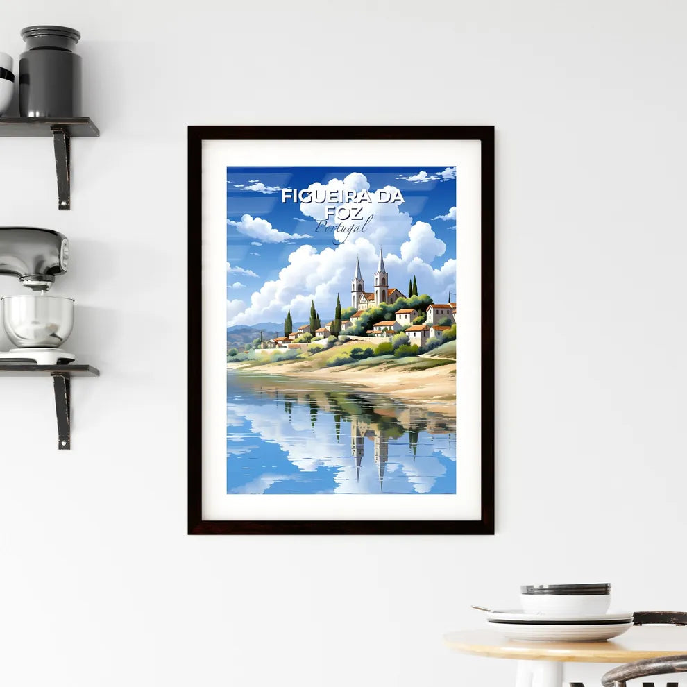 Figueira Da Foz, Portugal, A Poster of a town on a hill with trees and a body of water Default Title
