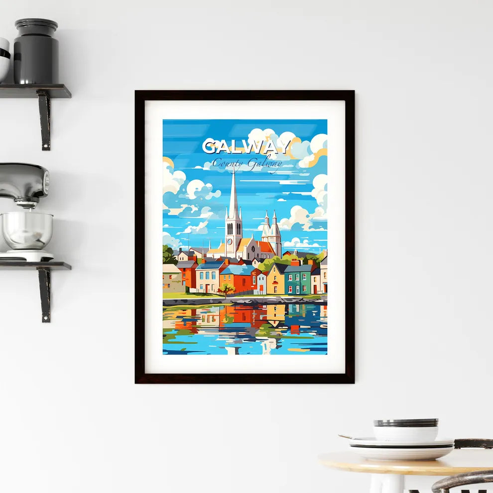 Galway, County Galway, A Poster of a colorful city with a church and a lake Default Title