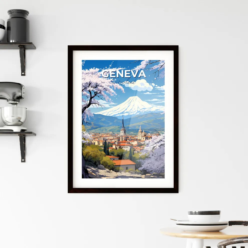 Geneva, Switzerland, A Poster of a mountain in the distance Default Title