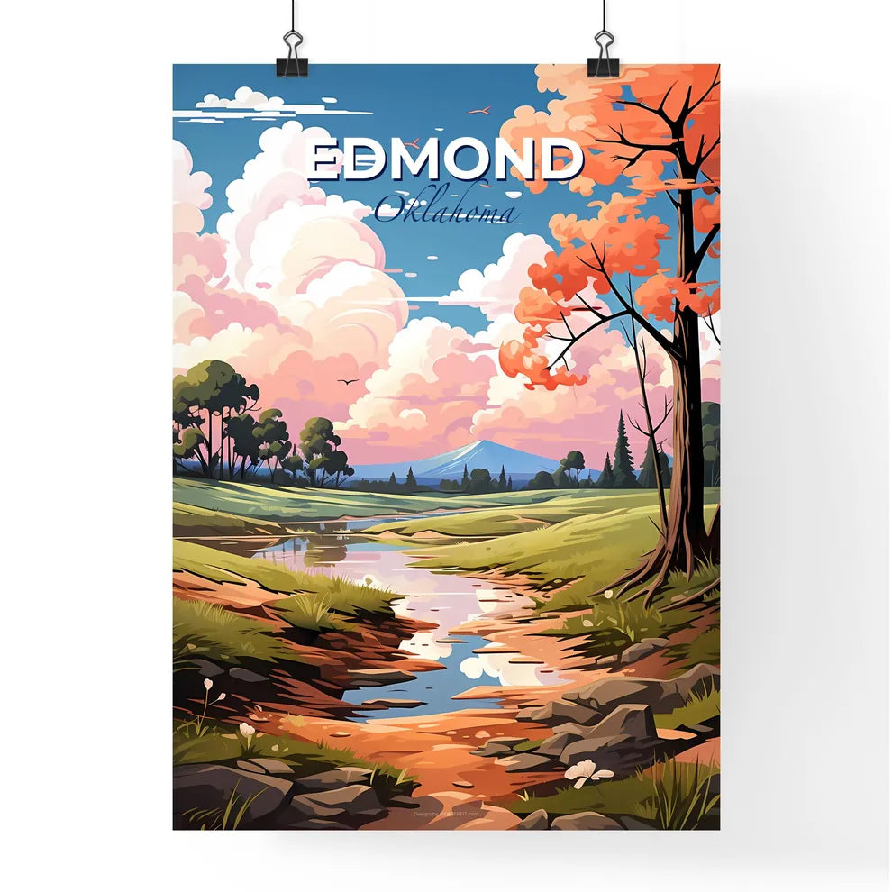 Edmond, Oklahoma, A Poster of a stream running through a grassy field Default Title