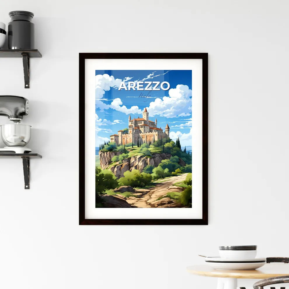 Arezzo, Italy, A Poster of a castle on a hill with Edinburgh Castle in the background Default Title