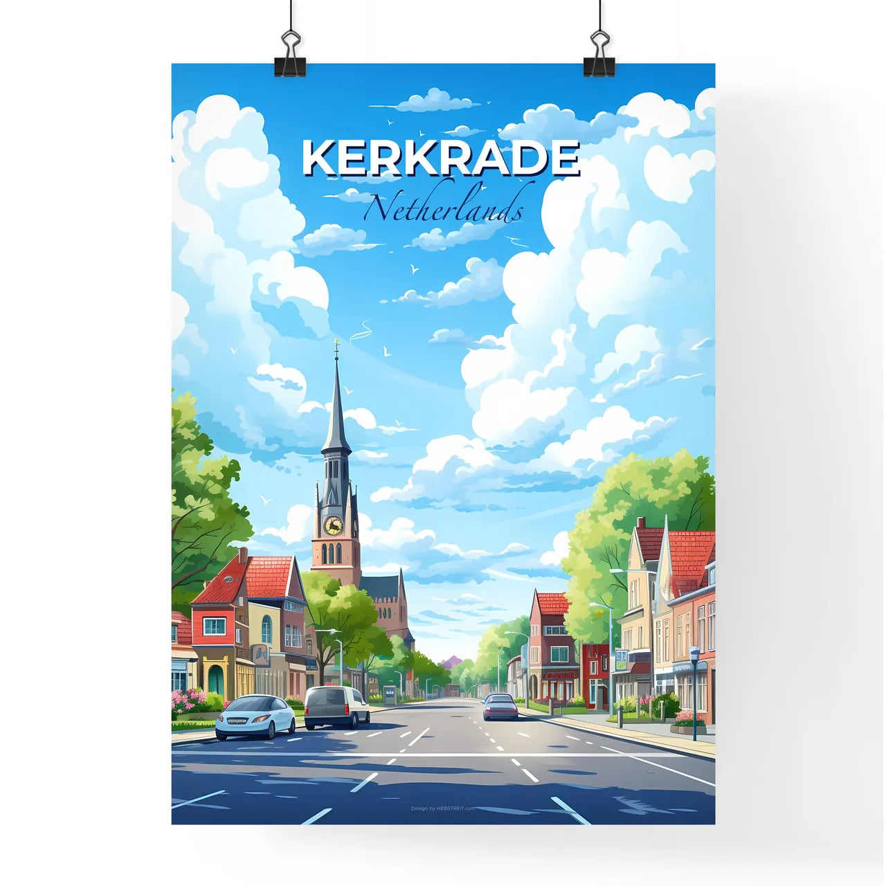 Kerkrade, Netherlands, A Poster of a street with cars and buildings on the side Default Title