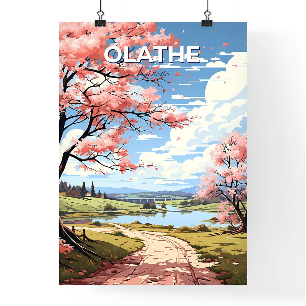 Olathe, Kansas, A Poster of a landscape with a path and trees and a river Default Title
