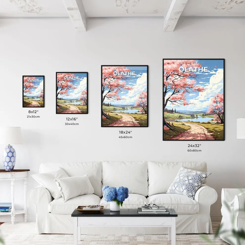 Olathe, Kansas, A Poster of a landscape with a path and trees and a river Default Title