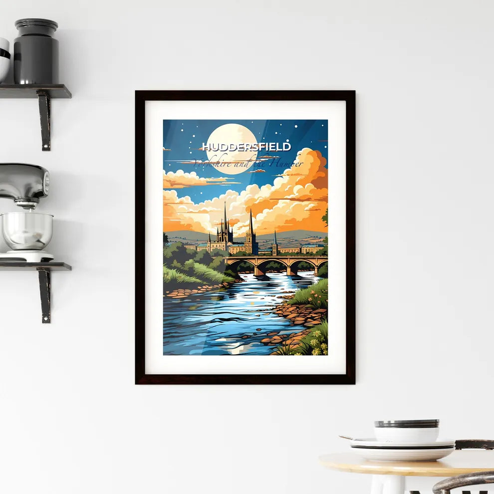 Huddersfield, Yorkshire and the Humber, A Poster of a bridge over a river with a castle and trees Default Title