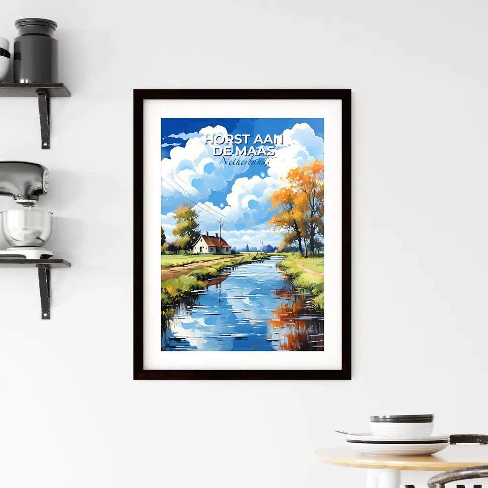 Horst Aan De Maas, Netherlands, A Poster of a water stream with a house and trees Default Title