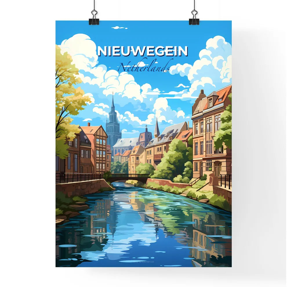 Nieuwegein, Netherlands, A Poster of a river with a bridge over a city Default Title