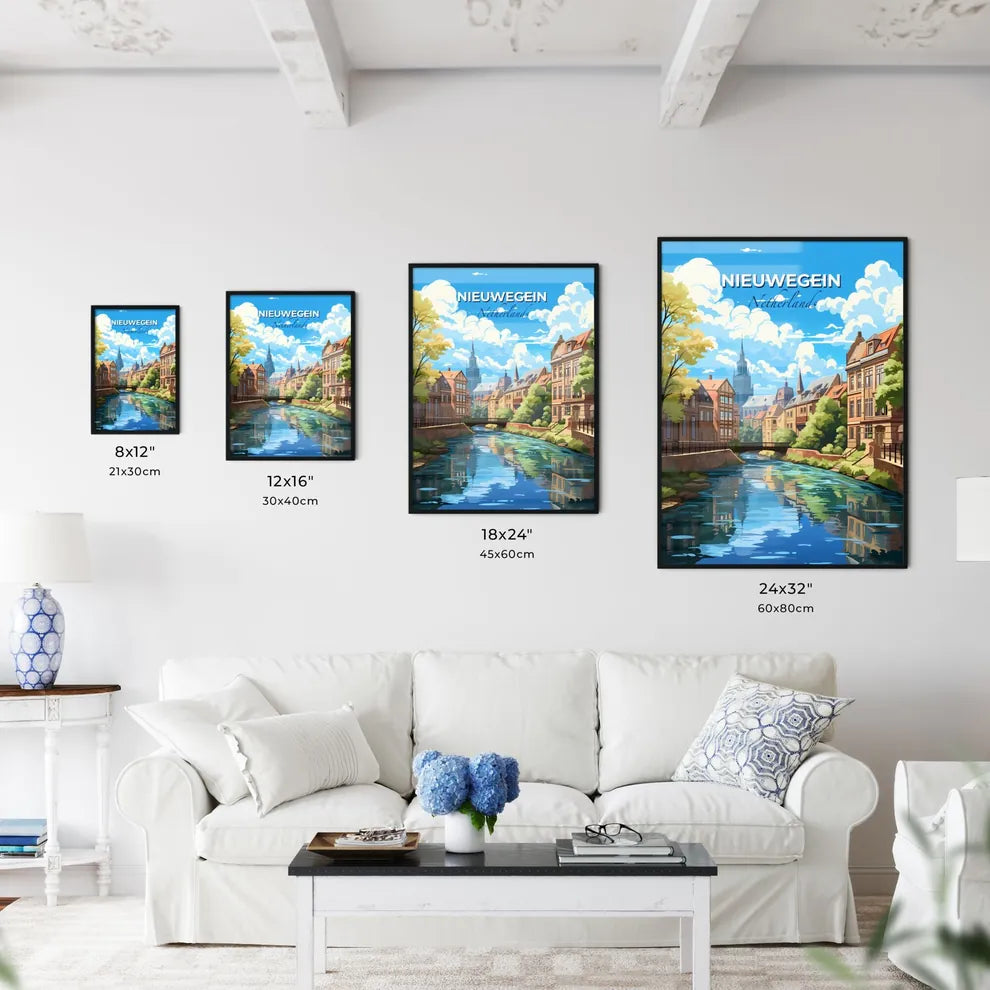 Nieuwegein, Netherlands, A Poster of a river with a bridge over a city Default Title