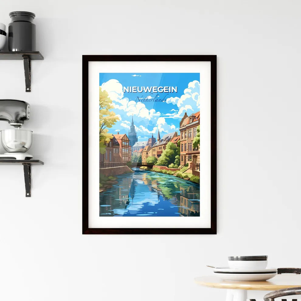 Nieuwegein, Netherlands, A Poster of a river with a bridge over a city Default Title