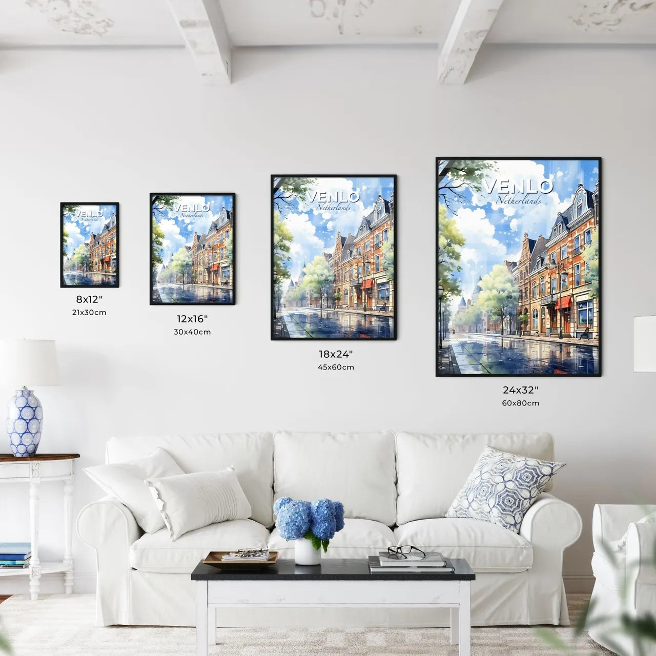 Venlo, Netherlands, A Poster of a street with buildings and trees on it Default Title