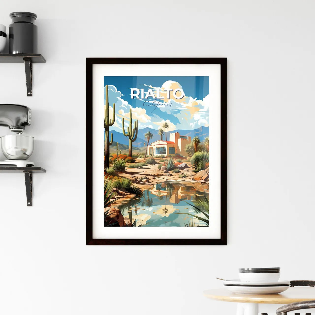 Rialto, California, A Poster of a house in a desert with cactuses and mountains Default Title