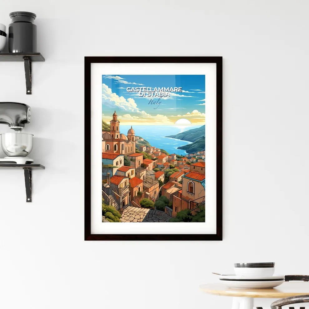 Castellammare Di Stabia, Italy, A Poster of a landscape of a town with a body of water and a sunny day Default Title