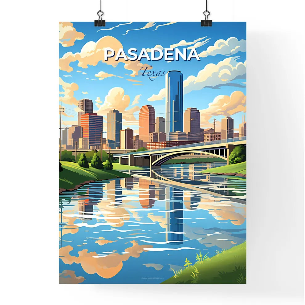 Pasadena, Texas, A Poster of a bridge over a river with a city in the background Default Title