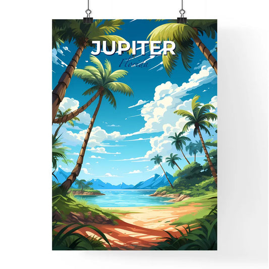 Jupiter, Florida, A Poster of a beach with palm trees and a body of water Default Title