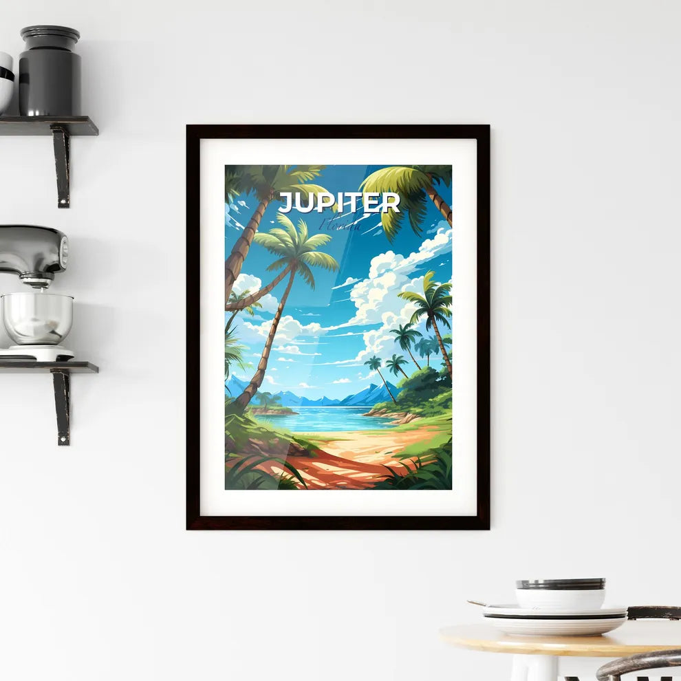 Jupiter, Florida, A Poster of a beach with palm trees and a body of water Default Title