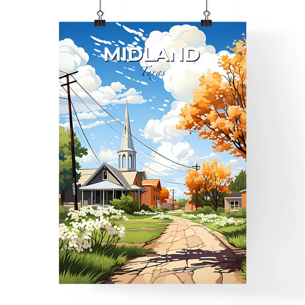 Midland, Texas, A Poster of a road with trees and a church in the background Default Title
