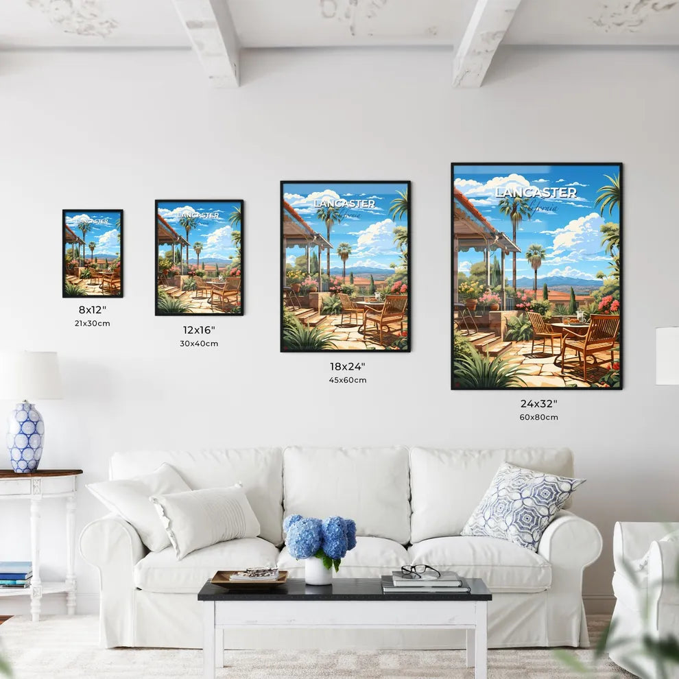 Lancaster, California, A Poster of a patio with chairs and a table in front of a house Default Title