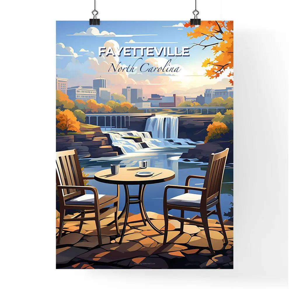 Fayetteville, North Carolina, A Poster of a table and chairs by a waterfall Default Title
